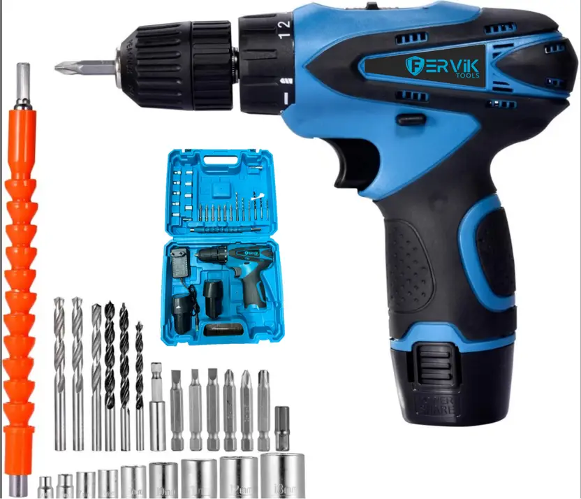 FERVIK FZ-CDS12 Cordless Drill Power & Hand Tool Kit